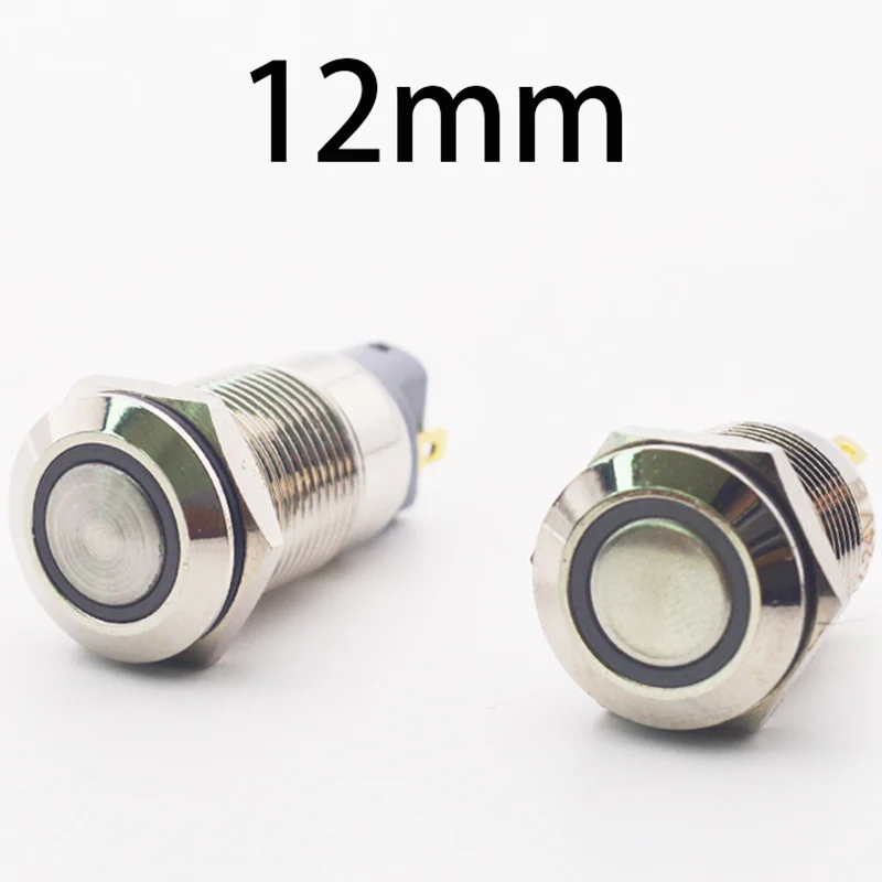 Home Improvement Loan - 防水金属押しボタンスイッチ,LED照明付きオン/オフボタン,12mm,家のリフォーム用
