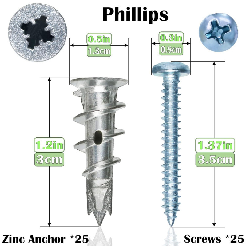 40/50個入りヘビーデューティーメタルドライウォールアンカ - Drywall Anchor Screw のレビューと価格