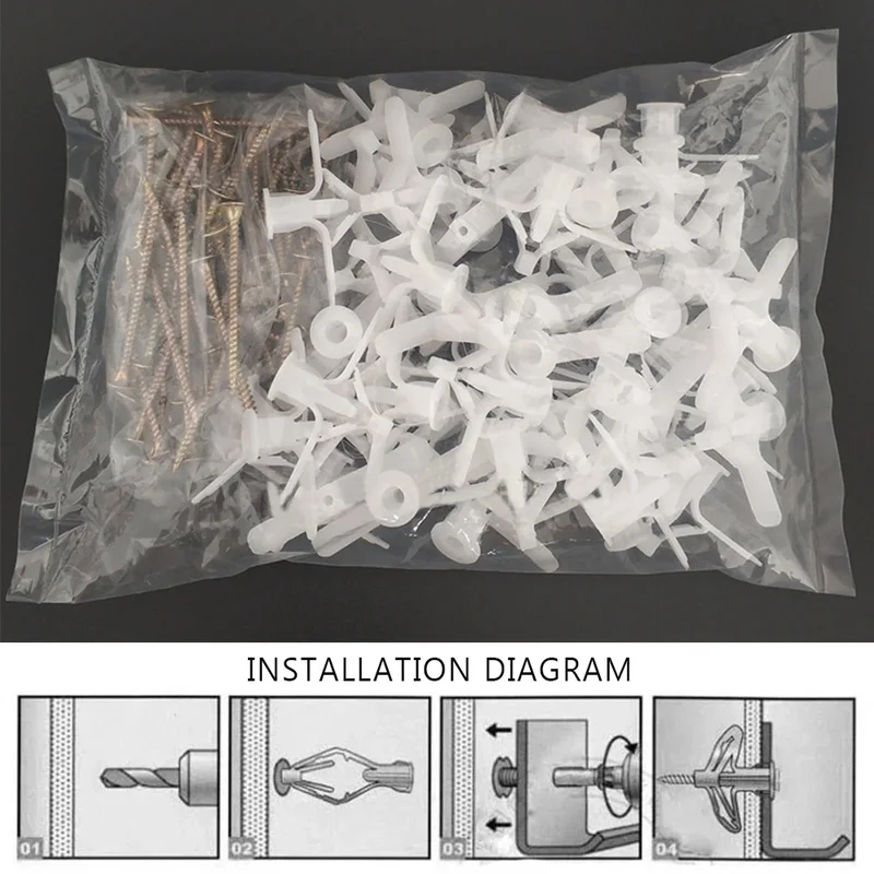 50 セットプラスチックナイロンプレーンタイプ拡張ボルト中空 - Drywall Anchor Screw のレビューと価格